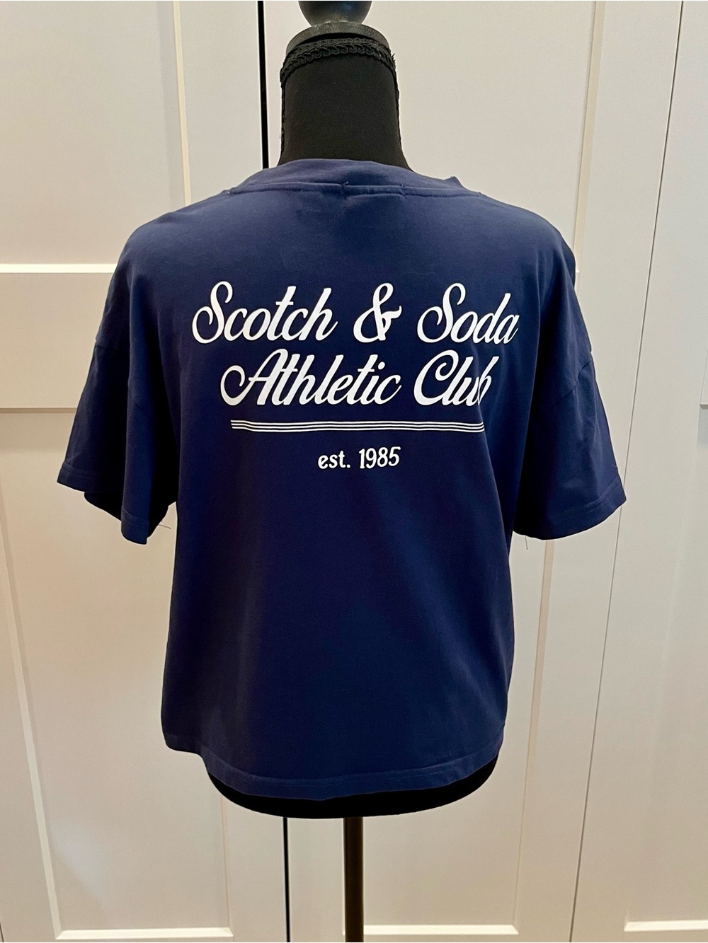 Scotch & Soda Navy Short-Sleeve Athletic Club/Tennis Logo Tee Casual Sporty Sz M
